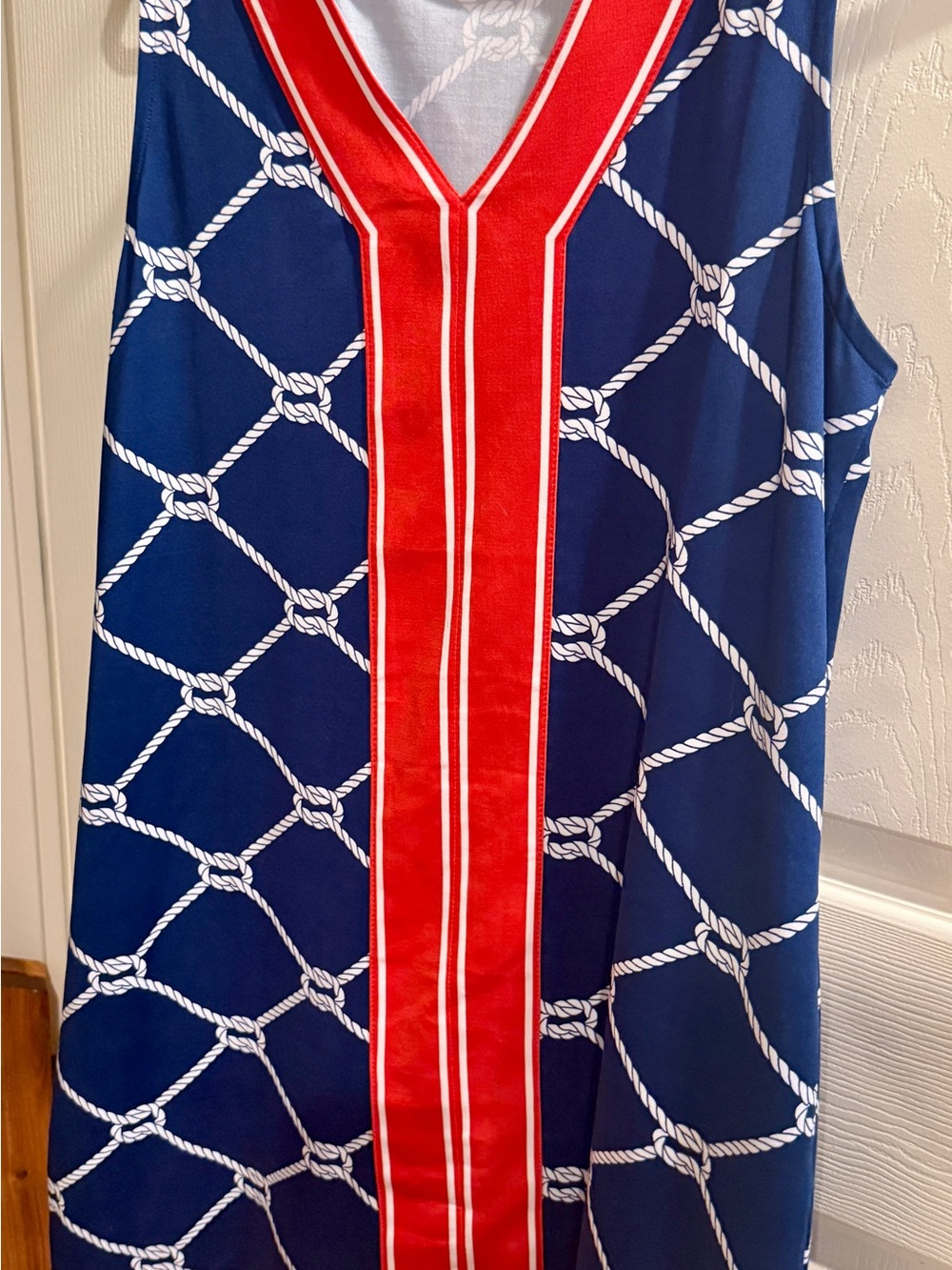 Mud Pie Nautical Red and White Trim V-Neck Dress